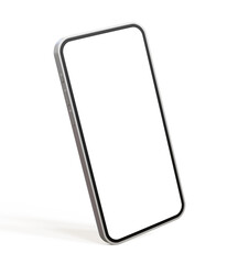 Smartphone with blank white screen isolated on white background. 3d illustration