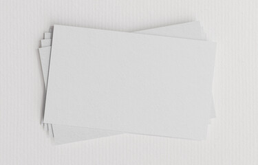 Mockup of business cards on white texture paper background. 3d rendering.