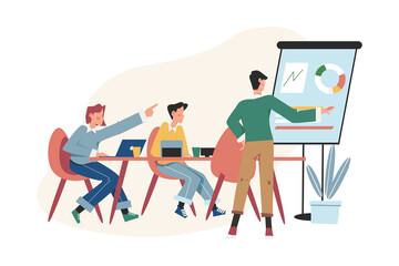 Workers are sitting at the table collective thinking