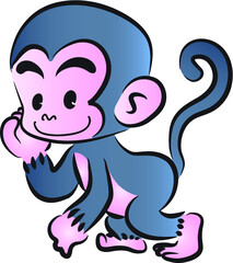 vector cartoon monkey happy