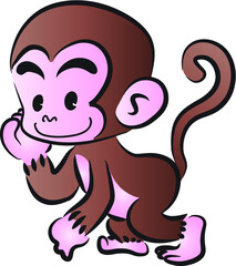 vector cartoon monkey happy