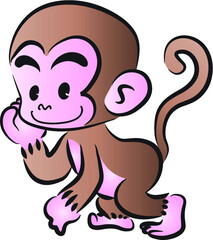 vector cartoon monkey happy