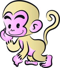 vector cartoon monkey happy