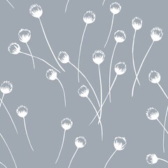 Floral pattern for fabric with white flower seeds. Vector background for fabric, paper and wallpaper.
