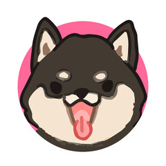 黒柴犬の手描きイラストアイコン