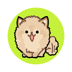 しっぽを振るポメラニアンの手描きイラストアイコン