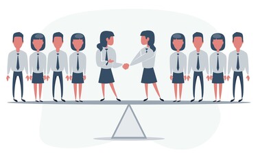 Successful businessman collective teamwork cooperation concept. Flat vector illustration.