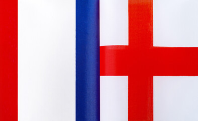 fragments of the national flags of France and England close-up