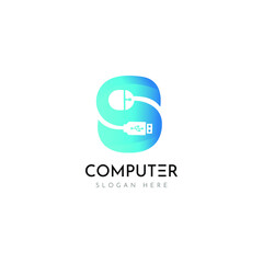 Initial S computer logo design concept