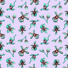 Hand-drawn pattern of orchid