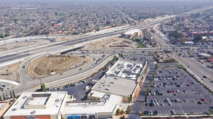 Aerial View of city landscape in Orange County, California 