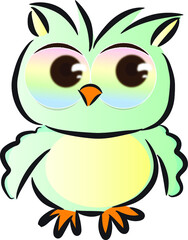 vector cartoon big eye cute owl