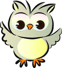 vector cartoon big eye cute owl