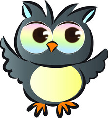 vector cartoon big eye cute owl