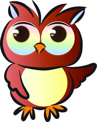 vector cartoon big eye cute owl