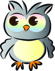 vector cartoon big eye cute owl