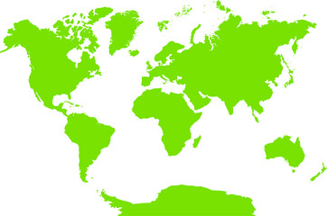 Basic world map of the earth and all continents. 