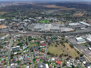 Panoramic aerial view of Broadmeadows Houses roads and parks in Melbourne Victoria Australia