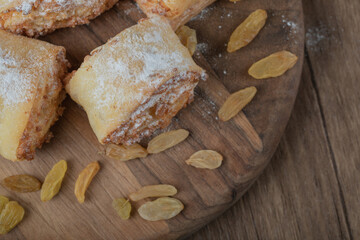 Fried cookie rolls with raisin and sweet stuffings