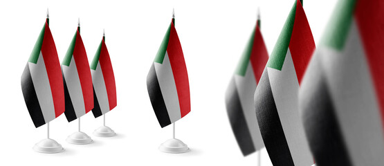 Set of Sudan national flags on a white background
