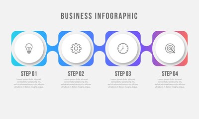 Fototapeta na wymiar Vector Infographic design with icons and 4 options or steps. Infographics for business concept. Can be used for presentations banner, workflow layout, process diagram, flow chart, info graph