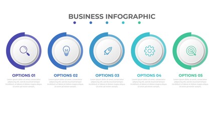 Line step infographic. 5 options workflow diagram, number infograph, process steps chart with line icons. Information vector concept. Illustration of step information chart and infographic
