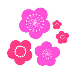 シンプルで可愛い梅の花のイラスト・アイコン
