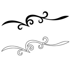 A fragment of vector graphics for creating patterns. Close-up of a contour drawing on a white background.