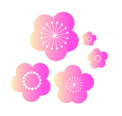 Fototapeta premium シンプルで可愛い梅の花のイラスト・アイコン