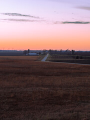 prairie forest preserve at sunset