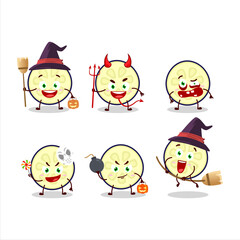 Halloween expression emoticons with cartoon character of slice of eggplant