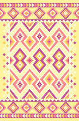 Carpet bathmat and Rug Boho Style ethnic design pattern with distressed texture and effect
