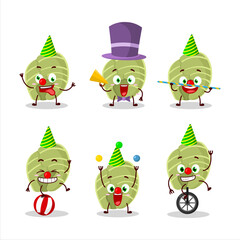 Cartoon character of white cabbage with various circus shows