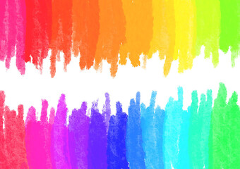 虹　レインボー　カラフル　水彩　クレヨン　色鉛筆　背景素材　明るい