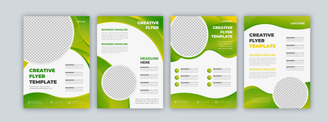 Vector green Brochure Cover design template in a4, eco flyer poster annual report for business and real estate with colorfull geometric shapes. 