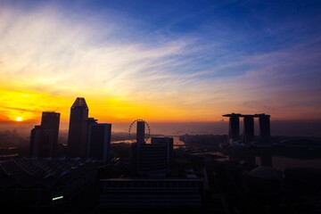 sunset over the city , Singapore