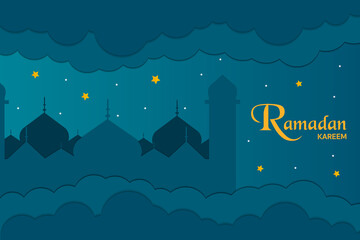 Ramadan Kareem Papercut Style Vector