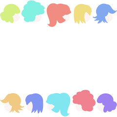 カラフルウィッグのフレーム　正方形　ホワイト