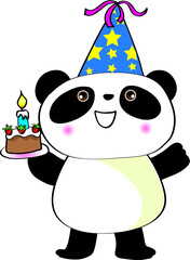 vector cartoon panda happy birthday