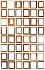 frames for paintings antique gold gilding set isolated on white background
