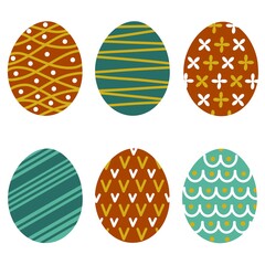 Vector icons of multicolored Easter eggs. Isolated icons on a white background.