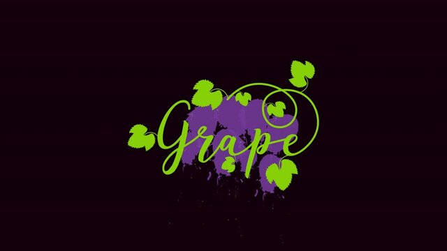 animated grape logo made from lettering and grape brush