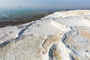 Pamukkale travertines pools and terraces of carbonate minerals at ancient Hierapolis, Turkey