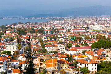Fototapeta na wymiar Aerial view of the resort town of Fethiye. Turkey