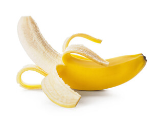 Tasty ripe banana on white background