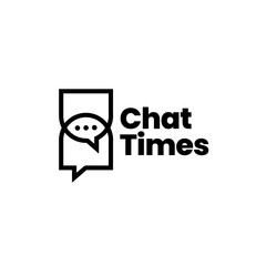 chat time hourglass monoline outline logo vector icon illustration