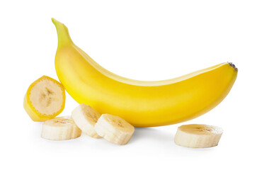 Tasty ripe banana on white background