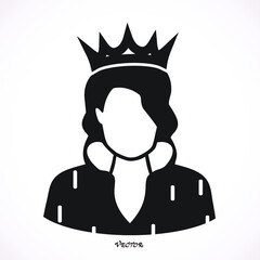 woman wearing crown, princess logo, flat style