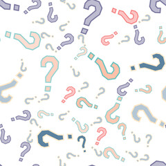 Quiz seamless pattern. Question marks, doubt, faq