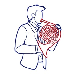 French horn Musician Orchestra Instrument Graphic Vector